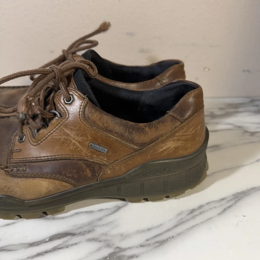 ECCO Men's Track 25 Low GORETEX Brown Leather Sz 10-10.5 44 Hiking Outdoors